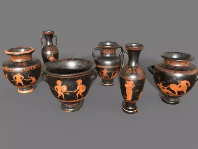 Antique Greek vases Low-poly 3D model Low-poly 3D model