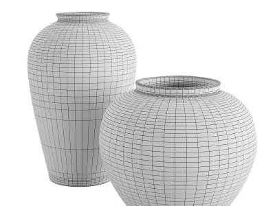 Rounded and Tall Stoneware Vase 3D model