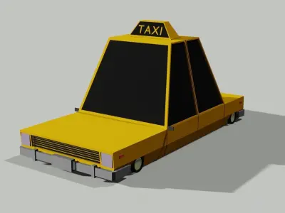 Car 3d Model taxi with sign Low-poly 3D model
