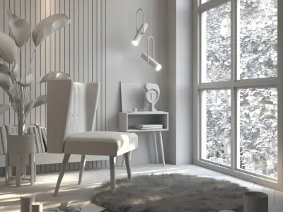 Sitting place in the corner of the room 3D model