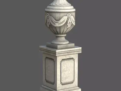 Ornate Classical Urn with Pedestal Low-poly 3D model