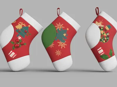 Christmas Socks  Low-poly 3D model