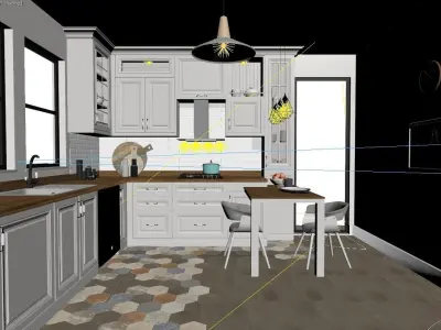 Country Kitchen Scene 02 3D Model 3D model