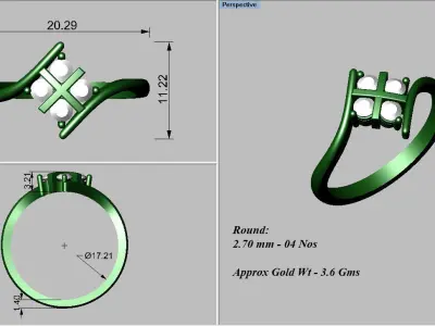 light weight gold diamond rings-C111116SKCH2026010-wt-0-5 3D print model