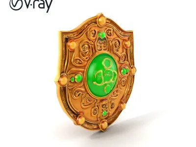 Mystic Gold Shield Glowing Jade Motifs model pack Texture