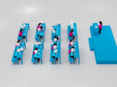 Cartoon Pose Class room 3D model