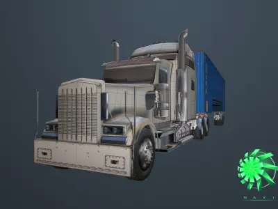 Truck trailer tractor vehicle Low-poly 3D model