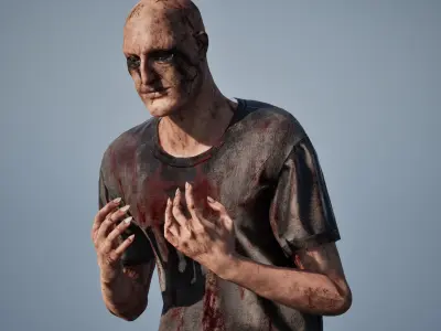 Rigged Horror Zombie - 4K PBR UE4 UE5 Asset Low-poly 3D model