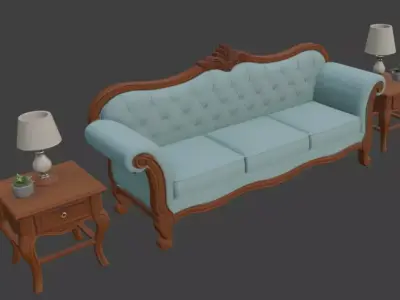 Cartoon Sofa Set 3D model buy
