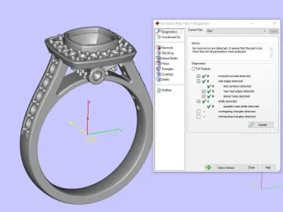 Luxury Cushion Square ring 3D print model