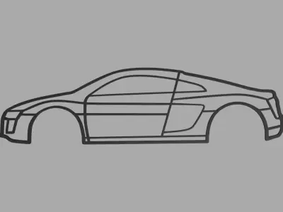 Audi R8 Wall Silhouette 3D print model