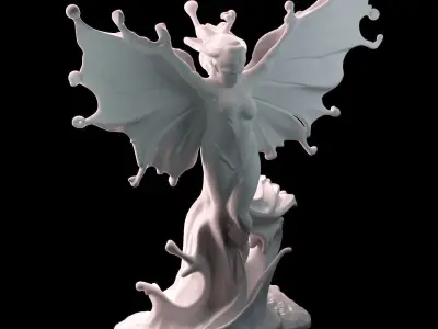 Elegant Fantasy Fairy Statue with Flowing Wings 3D print model