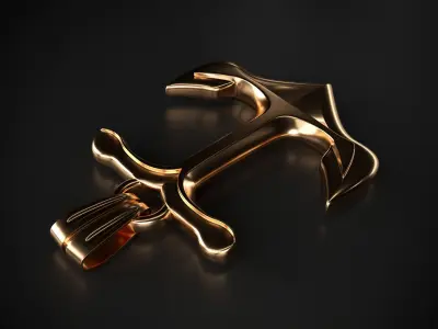 Anchor gold pendant 3D model