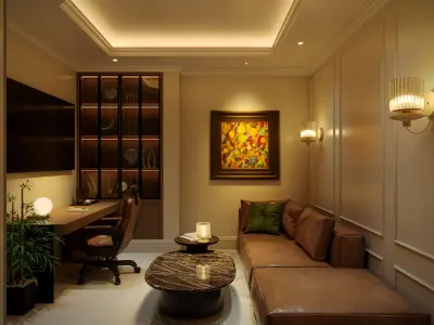 Modern Classic Apartment Interior with Mancave and Hall 3D model