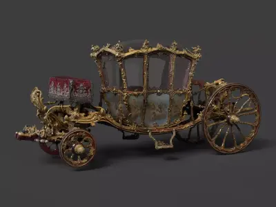 Chinese ancient wooden  carriage   3D model