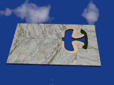Stone wall with window in telephone shape Low-poly 3D model