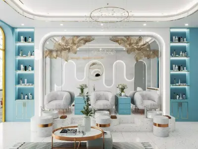 Luxury Spa interior design with beautiful beach colors  3D model