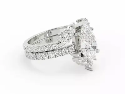 Beautiful Engagement Ring Set With Jacket 3DM and Rendering 3D print model