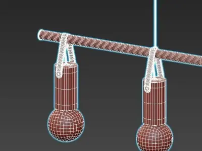 apricale-98282 pendant light with four lights hanging from it 3D model