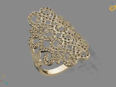 Vintage Womens Diamond Ring Women Rings 3dmodels 3D print model 3D print model 18
