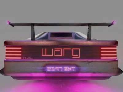 Scifi cyberpunk car Low-poly 3D model