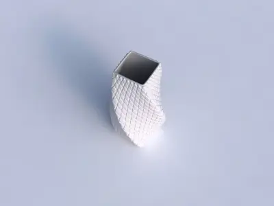 Vase twisted quadratic with diagonal grid bulges 3D print model
