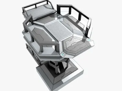 Low-poly Sci-fi Spaceship Base Low-poly 3D model