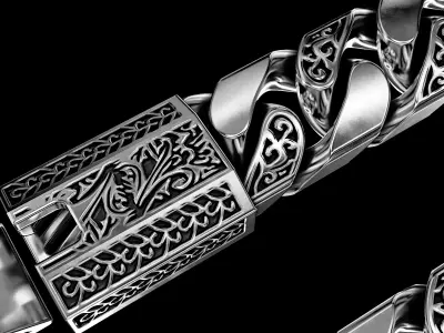 stylized cuban chain with lock 10mm 3D print model