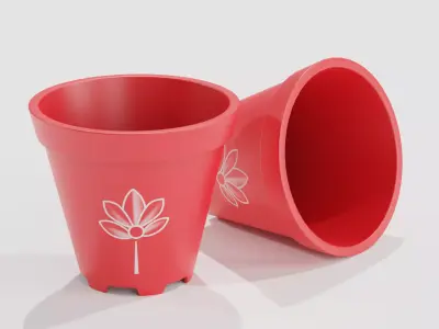 Red Plastic Vase Low-poly 3D model
