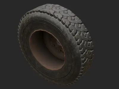 Old Rusty wheels Low-poly 3D model