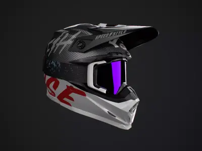 Bell Moto-9 Flex Fasthouse Helmet with Mask High and  Low-poly 3D model