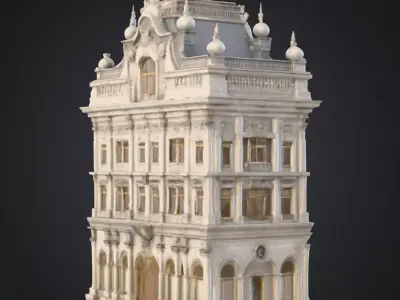Baroque Style Palace  Detailed Historical Architecture Low-poly 3D model