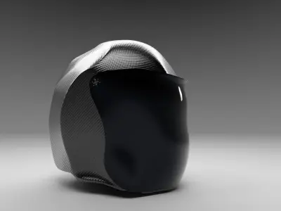 Helmet carbon fiber Low-poly 3D model
