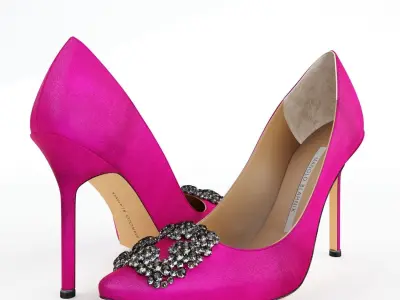 Manolo Blahnik Hangisi Satin High Heels 3D model