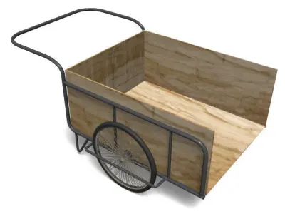 handcart wooden cart - person Free 3D model