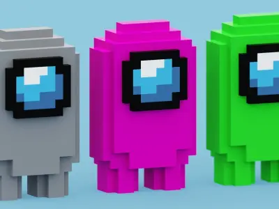 Voxel Among Us Low-poly 3D model