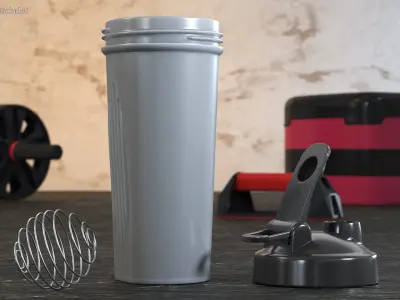 Protein Shaker Bottle Disassembled 3D model