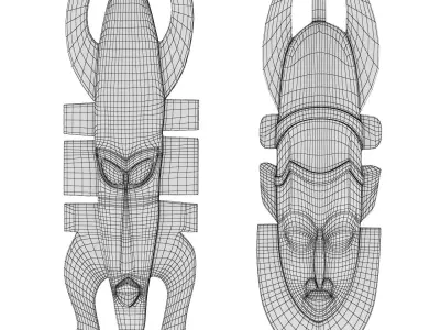 African masks Low-poly 3D model