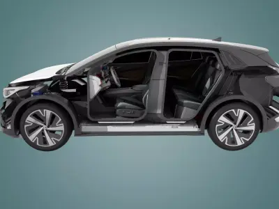 Volkswagen ID4D with interior trim and interior structure Low-poly 3D model