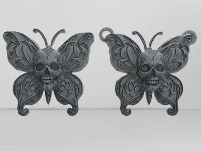 skull butterfly pentant  3D print model