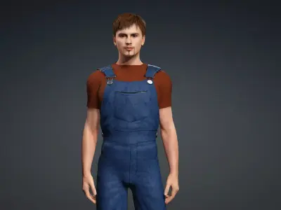 Realistic Male Worker  Fully Rigged 3D Character 3D model