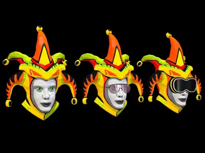 Stylized 3D Joker Clown Mask Jester Low-poly 3D model