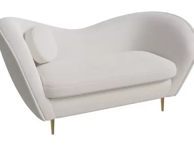 2 Seater Smooth Curve Velvet Upholstered Sofa 3D model