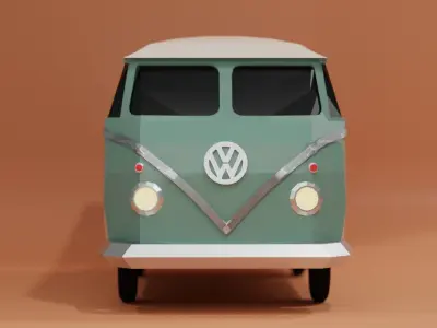 Low Poly VW Bus Van - Boho Style Low-poly 3D model