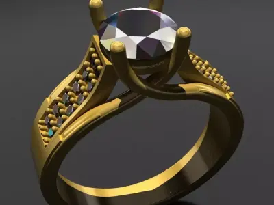 Solitaire Ring 3D print model 24