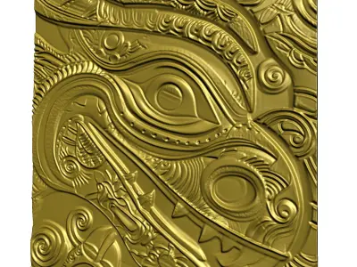 Bas-relief aboriginal art CNC 3D relief wallart 3D print model