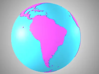 Solid Color Pink Blue Globe 3D model