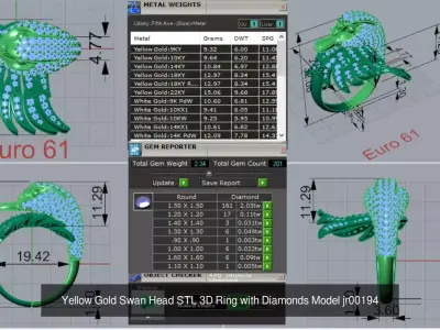 Swan and Power Collection STL 3D Ring and Pendant 3D Model Pack