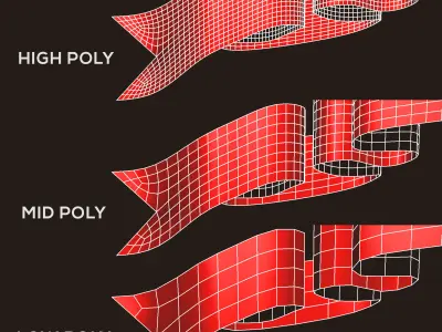 Ribbon 3D model pack 3D model