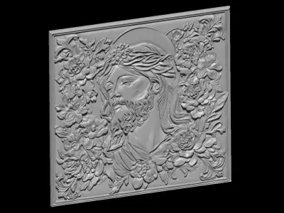 Jesus Christ Floral Relief  3D print model
